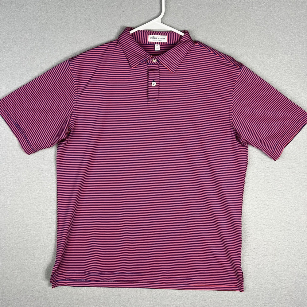 Peter Millar Summer Comfort Polo Golf Shirt Youth XL (13-14) Striped Stretch